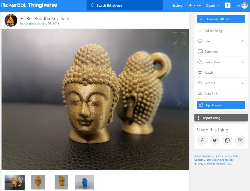 30 Best High Resolution 3D Prints - 24. Buddha Keychain - 3D Printerly
