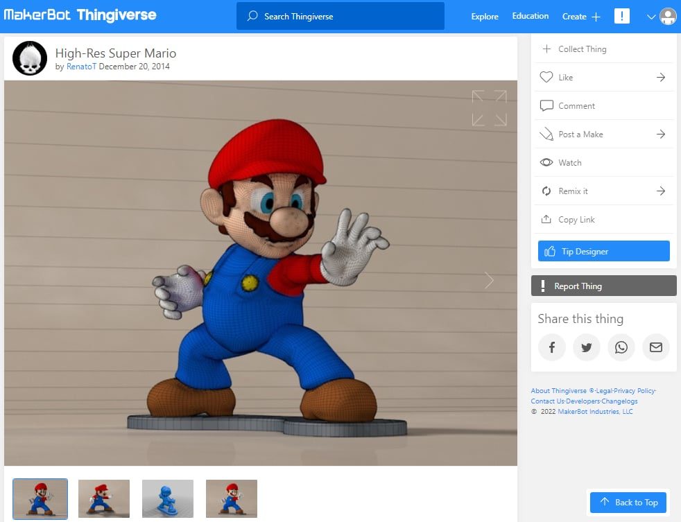 30 Best High Resolution 3D Prints - 26. Super Mario - 3D Printerly
