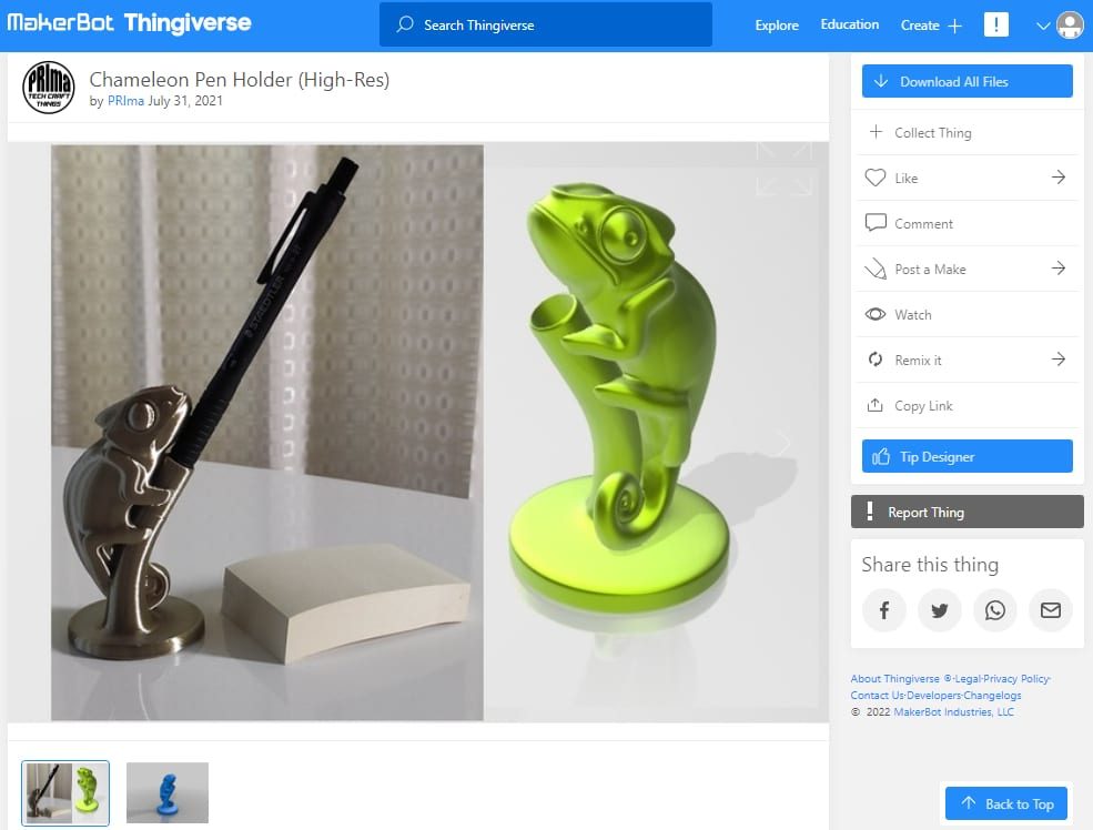 30 Best High Resolution 3D Prints - 9. Chameleon Pen Holder - 3D Printerly