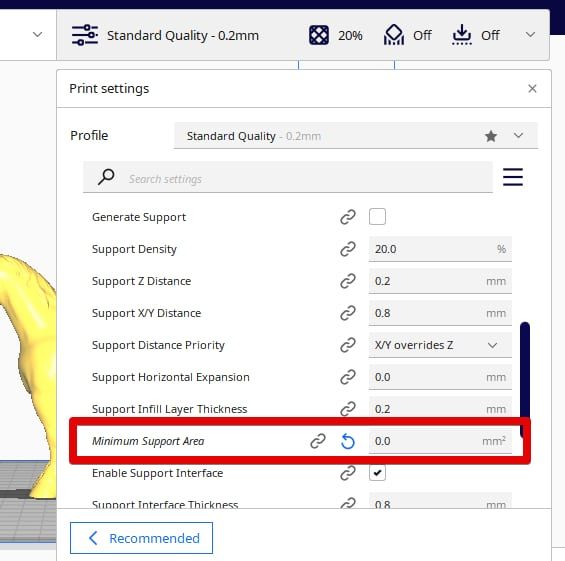 How to Add Custom Supports in Cura - Minimum Support Thickness - 3D Printerly