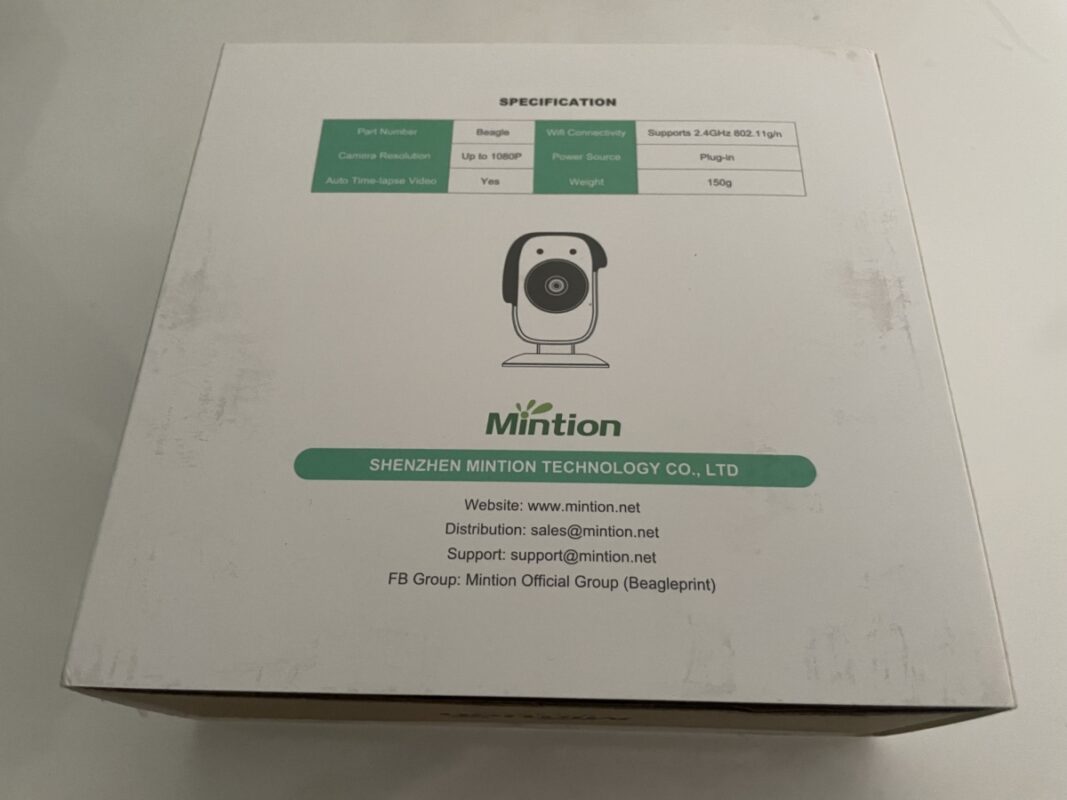 Simple Mintion Beaglecam Review - Back of Box - 3D Printerly