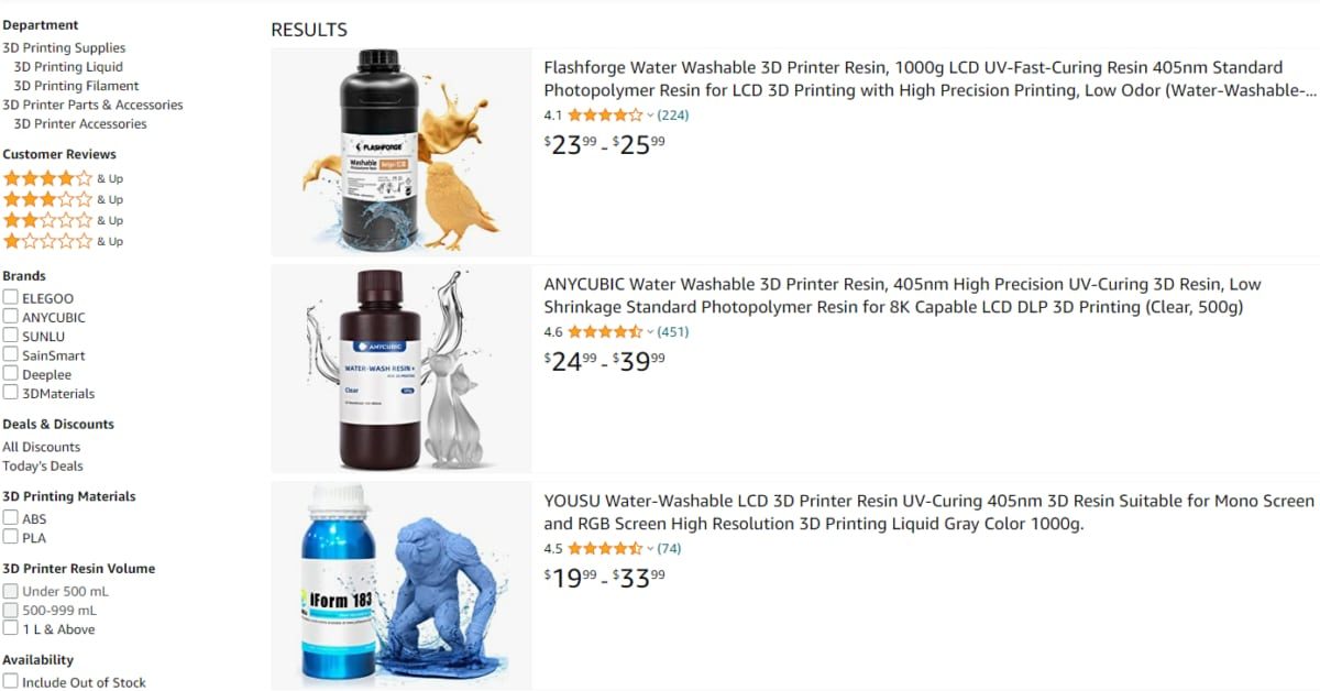 Where to Buy Resin for 3D Printers - Amazon - 3D Printerly
