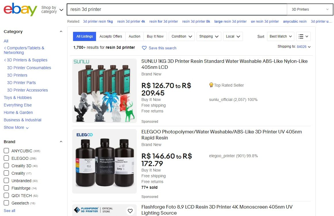 Where to Buy Resin for 3D Printers - Ebay - 3D Printerly
