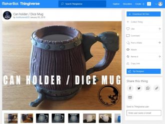 Wood 3D Prints That You Can Make - Can Holder or Dice Mug - 3D Printerly