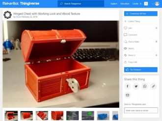 Wood 3D Prints That You Can Make - Hinged Chest With Lock - 3D Printerly