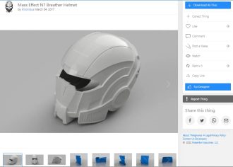 30 Best 3D Printed Helmets You Can 3D Print - Mass Effect N7 Breather Helmet - 3D Printerly