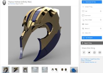 30 Best 3D Printed Helmets You Can 3D Print - Thanos Helmet (Infinity War) - 3D Printerly