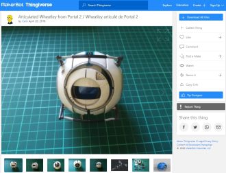 30 Best Articulated 3D Prints - 20. Articulated Wheatley from Portal 2 - 3D Printerly
