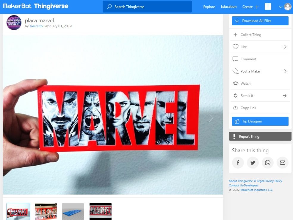 30 Best Marvel 3D Prints You Can Make - 24. Marvel Logo - 3D Printerly